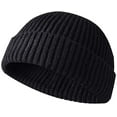 thumbnail image 1 of Babibeauty Winter Knit Cuff Beanie Cap Trawler Beanie Hat Short Fisherman Skull Cap Wool Beanie for Men Women.(Black), 1 of 4