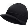 thumbnail image 1 of Babibeauty Winter Warm Knit Hat with Brim Thick Stretch Beanie for Men and Women  (Black), 1 of 7