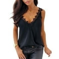 thumbnail image 1 of Babibeauty Women Spaghetti Strap T Shirts Vest Casual Sleeveless Cami Pullover Lace V Neck Tank Tops, 1 of 4