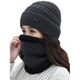 thumbnail image 1 of Babibeauty Womens Solid Winter Fleece Knitted Ski Beanie Earflap Scarf Sets Caps Hats, 1 of 3