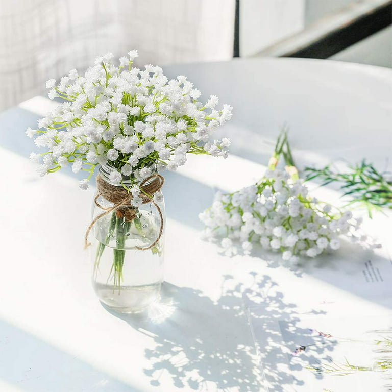 Dried Flowers Babys Breath Bouquet,Ilos 100% Natural White Bundles  Gypsophila for Wedding DIY Arrangements Home Decorations Million Star Table  Vase