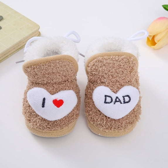 Babies' Cotton-padded Shoes Babies' Cute Snow Boots Plush Patchwork Cute Plush Heart-shaped Decoration Simple And Sweet Babies' Soft-soled Toddler Shoes