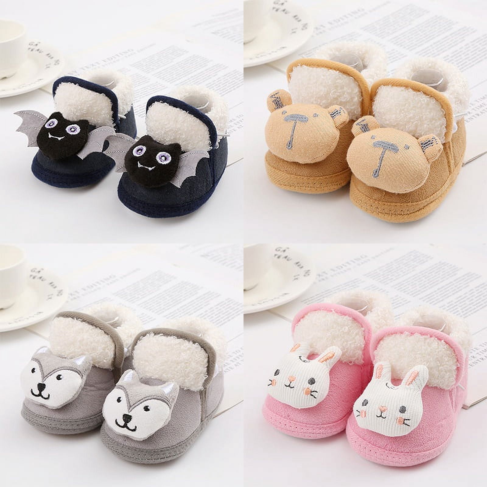 Chaussures en Coton en Peluche Comic pour Bébé