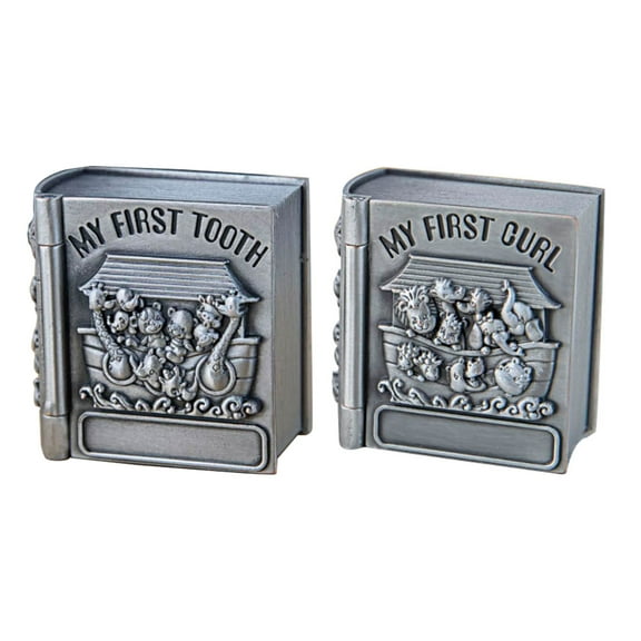 Babies First Tooth & Curl Metal Storage Box Home Art Craft Baby for Case Book Shaped Teeth Hair Organizer 1 Pai