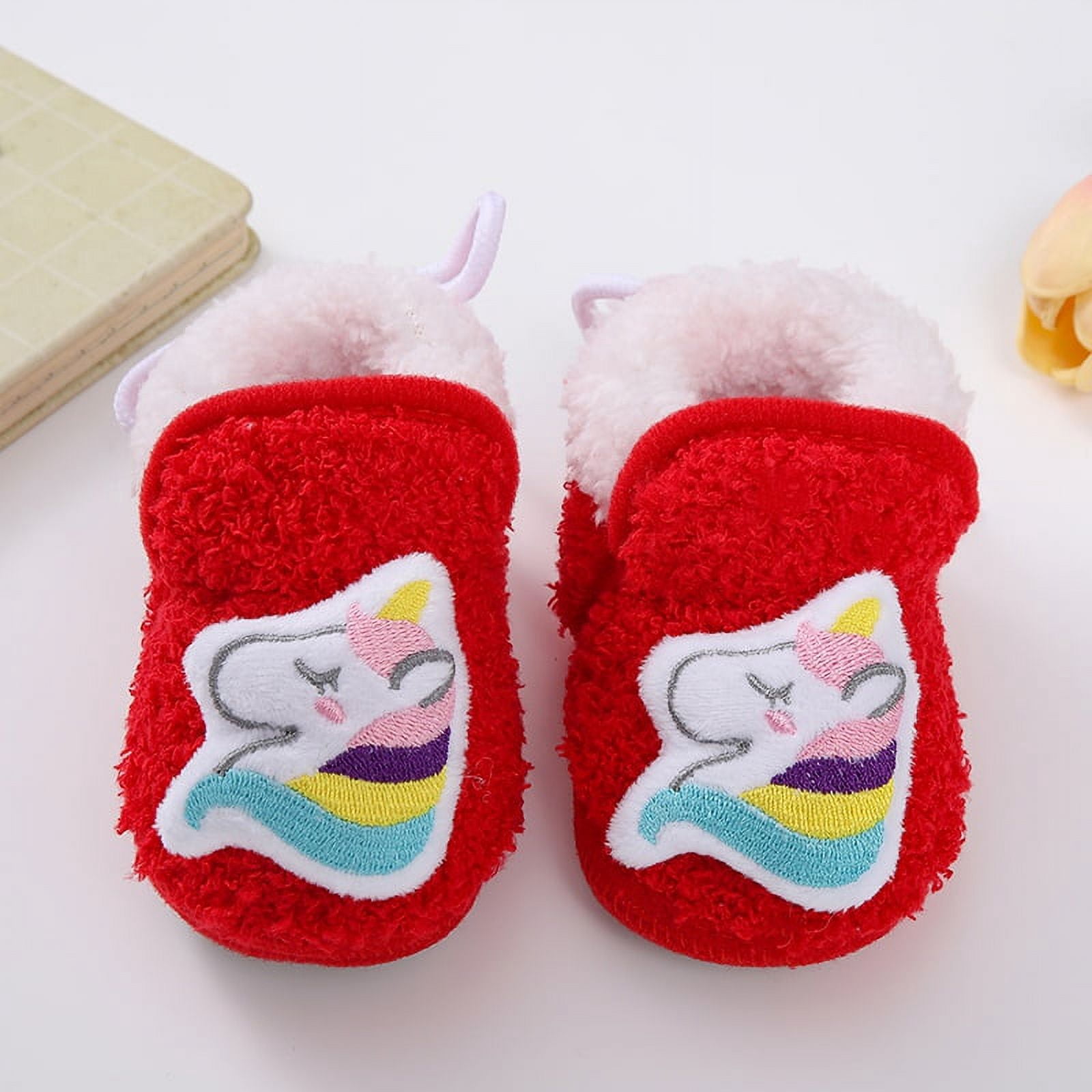 Soft Plush Baby Winter Booties with Cute Animal Face Design