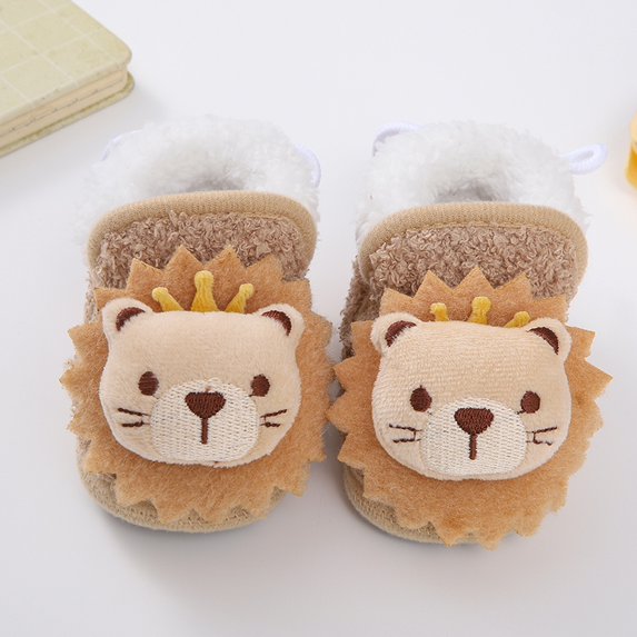 Babies' Lace-up Snow Boots Plush Patchwork Babies' Soft-soled Toddler Shoes Babies' Cotton-padded Shoes Cute Plush Christmas Gift