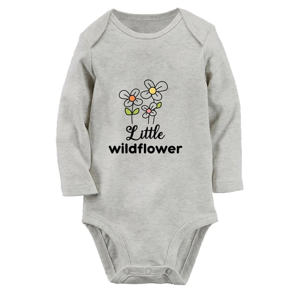 Babies Little Wildflower Funny Rompers, Newborn Baby Unisex Bodysuits, Infant Jumpsuits, Toddler 0-12 Months Kids Long Sleeves Oufits (Gray, 6-12 Months)