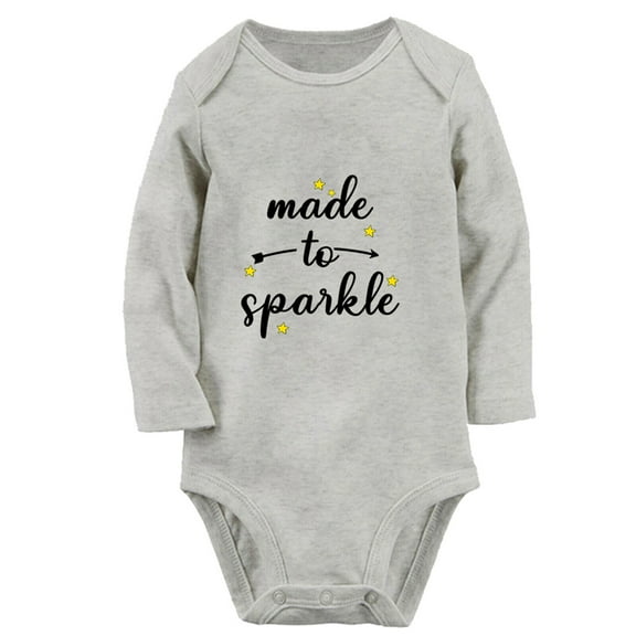 Babies Made To Sparkle Funny Rompers, Newborn Baby Unisex Bodysuits, Infant Jumpsuits, Toddler 0-12 Months Kids Long Sleeves Oufits (Gray, 0-6 Months)