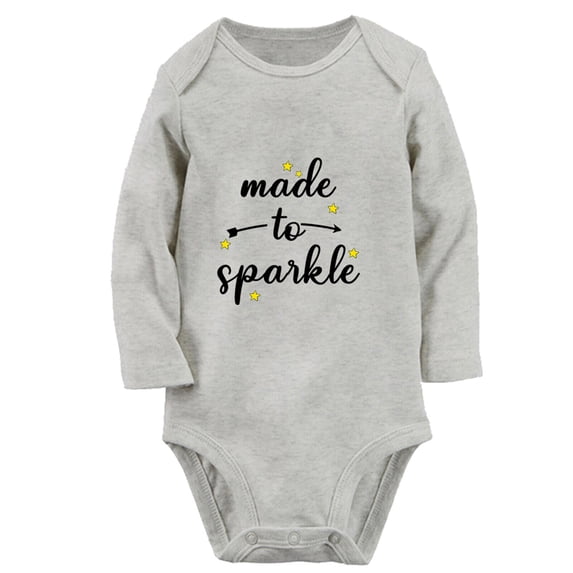 Babies Made To Sparkle Funny Rompers, Newborn Baby Unisex Bodysuits, Infant Jumpsuits, Toddler 0-12 Months Kids Long Sleeves Oufits (Gray, 0-6 Months)