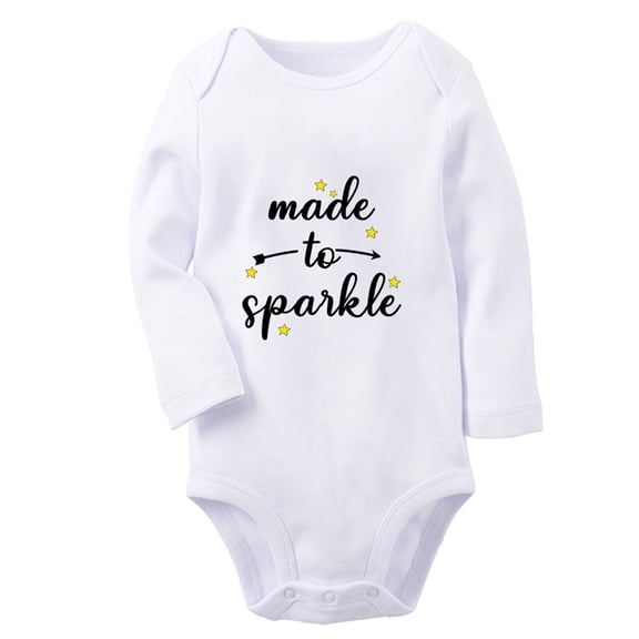 Babies Made To Sparkle Funny Rompers, Newborn Baby Unisex Bodysuits, Infant Jumpsuits, Toddler 0-12 Months Kids Long Sleeves Oufits (White, 0-6 Months)