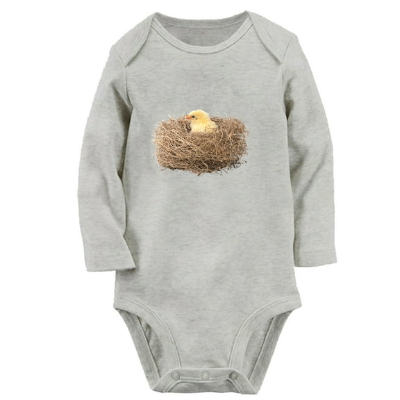 Babies Nature Nest Pattern Rompers, Newborn Baby Unisex Bodysuits, Infant Jumpsuits, Toddler 0-12 Months Kids Long Sleeves Oufits (Gray, 0-6 Months)