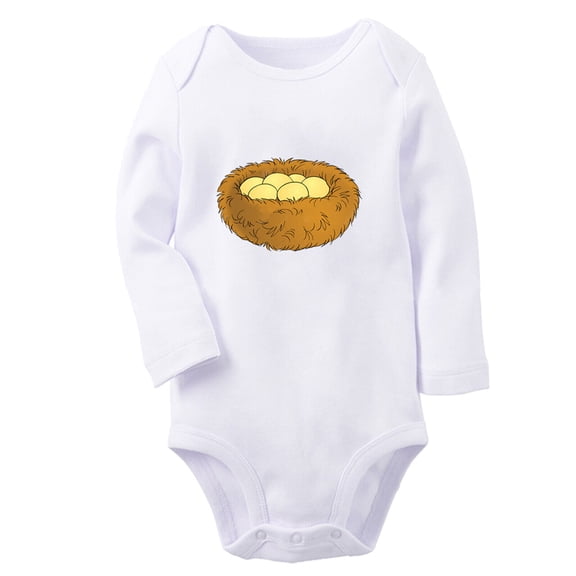 Babies Nature Nest Pattern Rompers, Newborn Baby Unisex Bodysuits, Infant Jumpsuits, Toddler 0-12 Months Kids Long Sleeves Oufits (White, 0-6 Months)