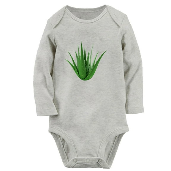 Babies Nature Pattern Aloe Vera Rompers, Newborn Baby Unisex Bodysuits, Infant Jumpsuits, Toddler 0-12 Months Kids Long Sleeves Oufits (Gray, 6-12 Months)
