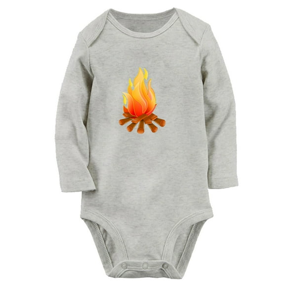 Babies Nature Pattern Bonfire Rompers, Newborn Baby Unisex Bodysuits, Infant Jumpsuits, Toddler 0-12 Months Kids Long Sleeves Oufits (Gray, 6-12 Months)