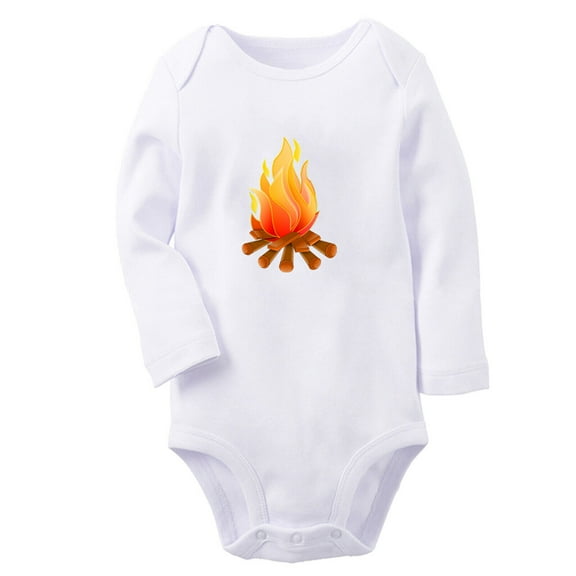 Babies Nature Pattern Bonfire Rompers, Newborn Baby Unisex Bodysuits, Infant Jumpsuits, Toddler 0-12 Months Kids Long Sleeves Oufits (White, 6-12 Months)