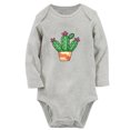 thumbnail image 1 of Babies Nature Pattern Cactus Rompers, Newborn Baby Unisex Bodysuits, Infant Jumpsuits, Toddler 0-12 Months Kids Long Sleeves Oufits (Gray, 0-6 Months), 1 of 4