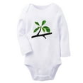 thumbnail image 1 of Babies Nature Pattern Green Leaf Rompers, Newborn Baby Unisex Bodysuits, Infant Jumpsuits, Toddler 0-12 Months Kids Long Sleeves Oufits (White, 6-12 Months), 1 of 4
