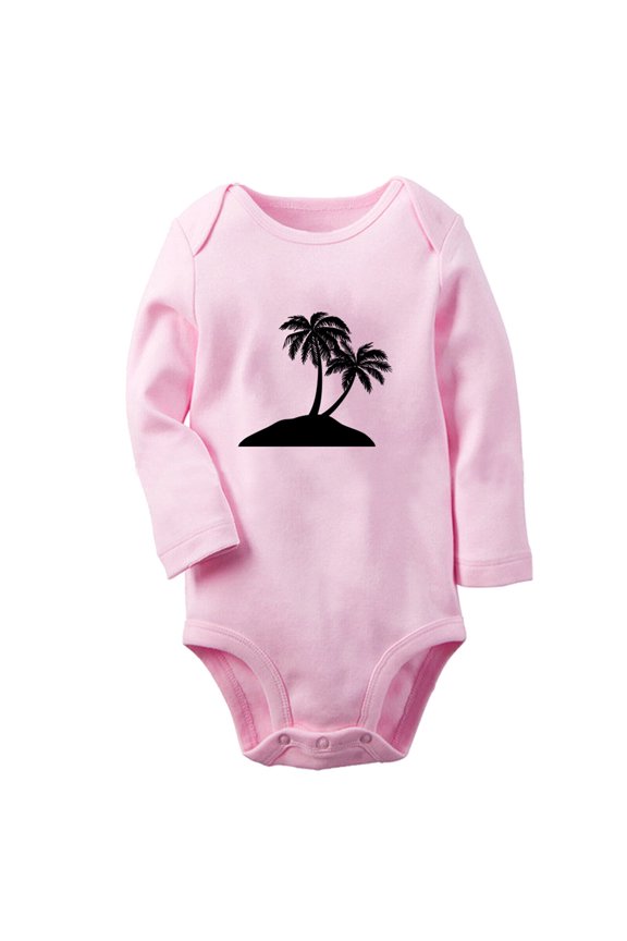 Babies Nature Pattern Palm Tree Rompers, Newborn Baby Unisex Bodysuits, Infant Jumpsuits, Toddler 0-12 Months Kids Long Sleeves Oufits (Pink, 6-12 Months)
