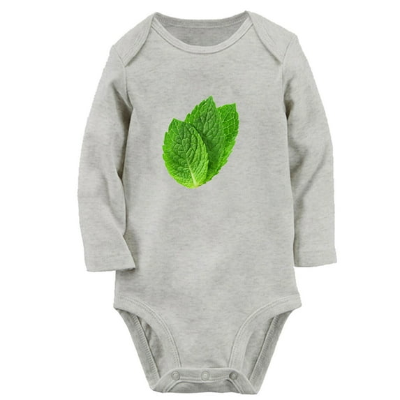 Babies Nature Pattern Peppermint Rompers, Newborn Baby Unisex Bodysuits, Infant Jumpsuits, Toddler 0-12 Months Kids Long Sleeves Oufits (Gray, 0-6 Months)