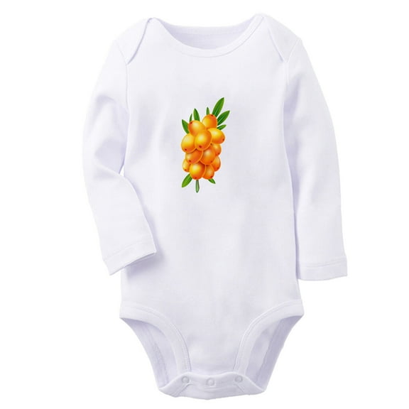 Babies Nature Pattern Sea Buckthorn Rompers, Newborn Baby Unisex Bodysuits, Infant Jumpsuits, Toddler 0-12 Months Kids Long Sleeves Oufits (White, 6-12 Months)