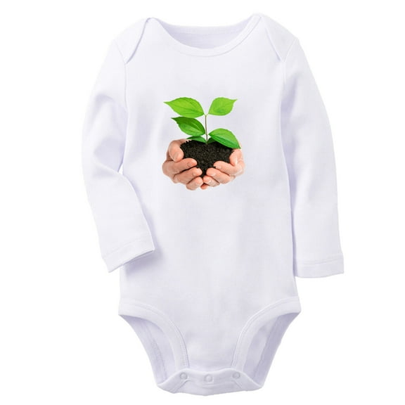 Babies Nature Pattern Soil in Hands Rompers, Newborn Baby Unisex Bodysuits, Infant Jumpsuits, Toddler 0-12 Months Kids Long Sleeves Oufits (White, 6-12 Months)