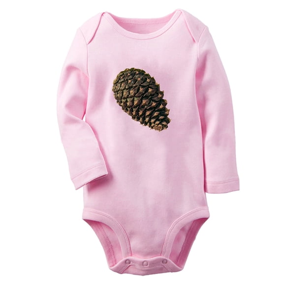 Babies Nature Pine Cone Pattern Rompers, Newborn Baby Unisex Bodysuits, Infant Jumpsuits, Toddler 0-12 Months Kids Long Sleeves Oufits (Pink, 6-12 Months)
