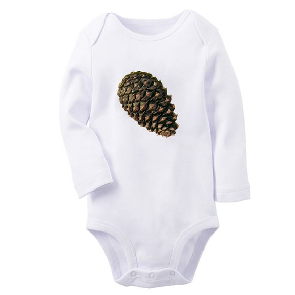Babies Nature Pine Cone Pattern Rompers, Newborn Baby Unisex Bodysuits, Infant Jumpsuits, Toddler 0-12 Months Kids Long Sleeves Oufits (White, 0-6 Months)