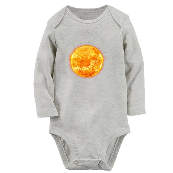 Babies Nature Sun Pattern Rompers, Newborn Baby Unisex Bodysuits, Infant Jumpsuits, Toddler 0-12 Months Kids Long Sleeves Oufits (Gray, 0-6 Months)