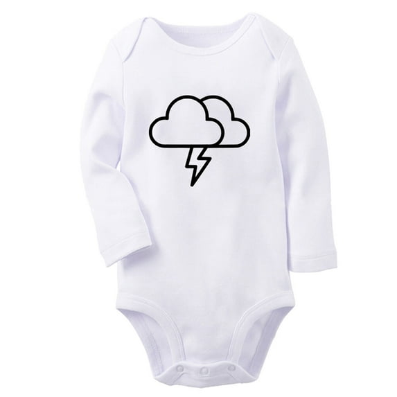 Babies Nature Thunder Pattern Rompers, Newborn Baby Unisex Bodysuits, Infant Jumpsuits, Toddler 0-12 Months Kids Long Sleeves Oufits (White, 0-6 Months)
