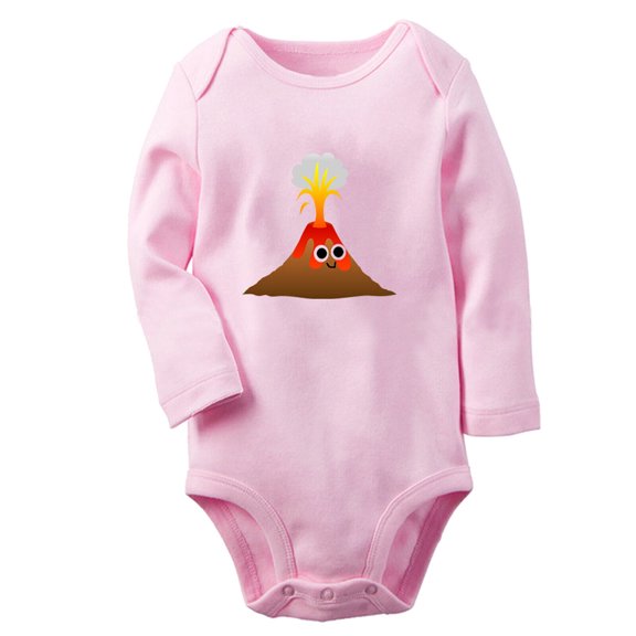 Babies Nature Volcano Pattern Rompers, Newborn Baby Unisex Bodysuits, Infant Jumpsuits, Toddler 0-12 Months Kids Long Sleeves Oufits (Pink, 0-6 Months)