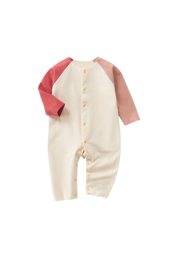 Babies Newborn Cute Crawling Jumpsuits 0-12M Infant Girls Boys Lounge Onesie Patchwork Spring Winter Romper Button Down Clothes