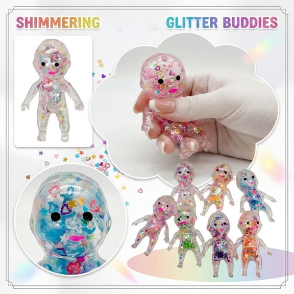 Babies Sugar Swaps Squishy Toys Sparkly Sugar Baby Squeeze Toys, Stress Relief Sensory Fidget Toys for Kids and Adults to Collect Trade 3pcs random C