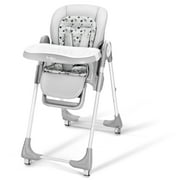 Babilous Foldable High Chair with Soft Cushion, High Chairs for Babies and Toddlers, Height Adjustable Feeding Chair, Adjustable Backrest and Footrest, Lockable Wheels, Gray