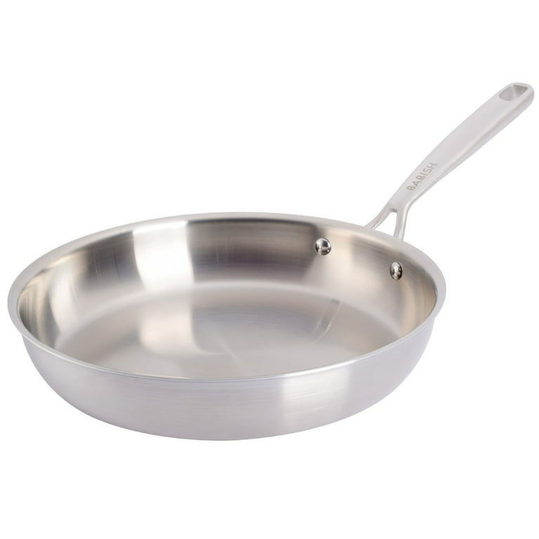 Vegoran Triply Professional Grade Fry Pan,10 Inch Stainless Steel Skillet  Frying Pan, Large Saute Pan with Lid (Stainless Steel Pan w/Lid (10-inch))