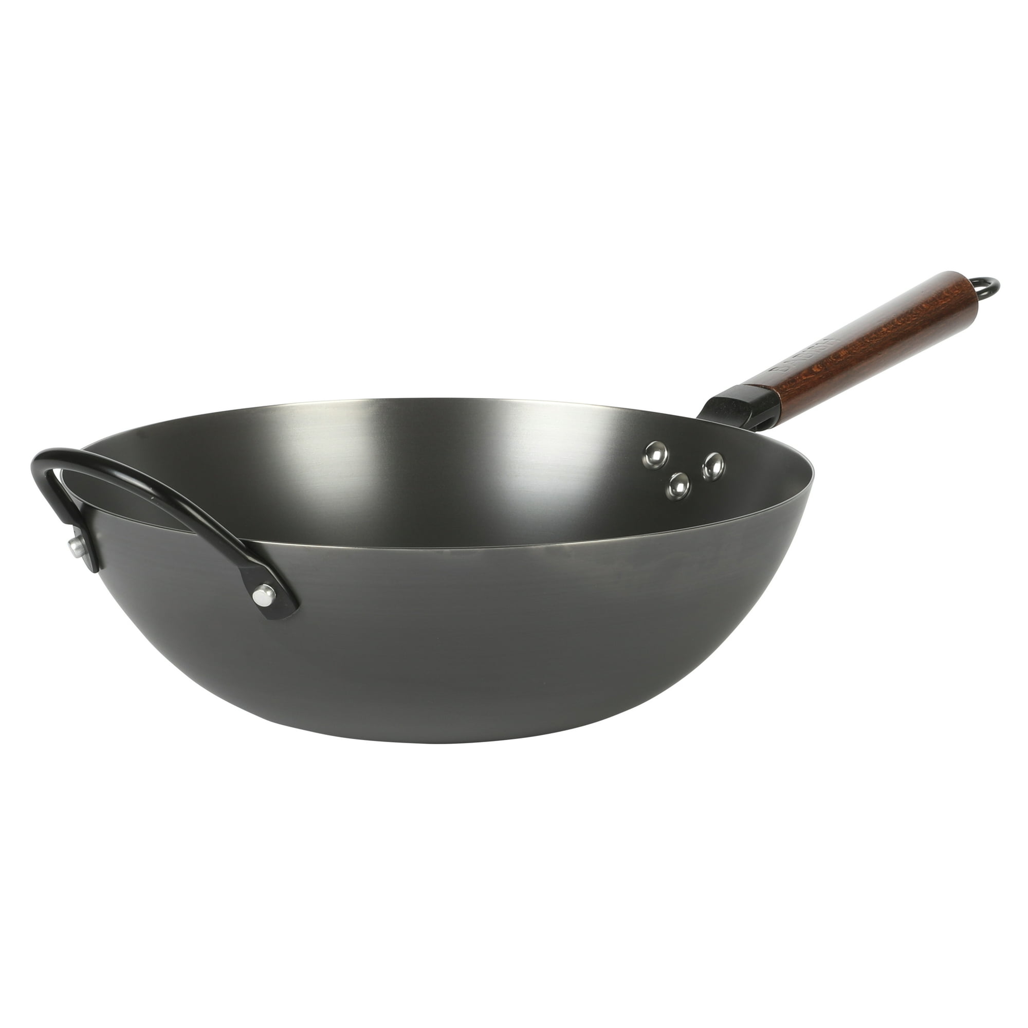 Babish 13-inch Carbon Steel Wok with Detachable Wooden Handle