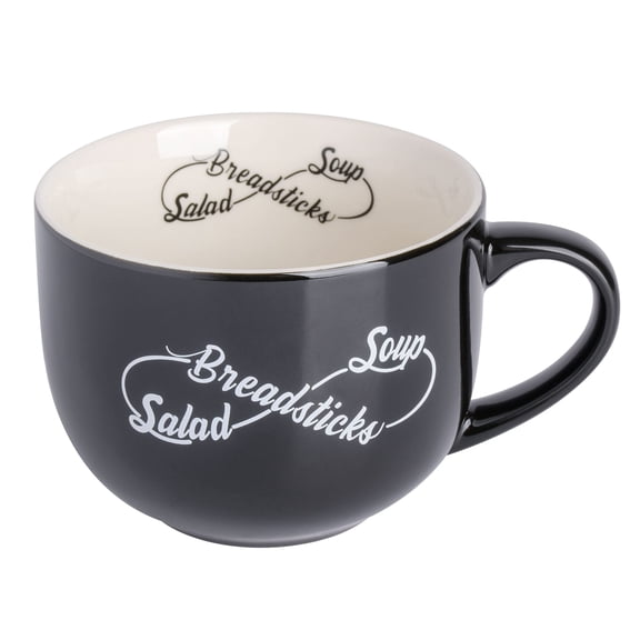 Babish 131305.01R 17 oz Wide Fine Ceramic Breadstick Soup & Salad Mug, Black