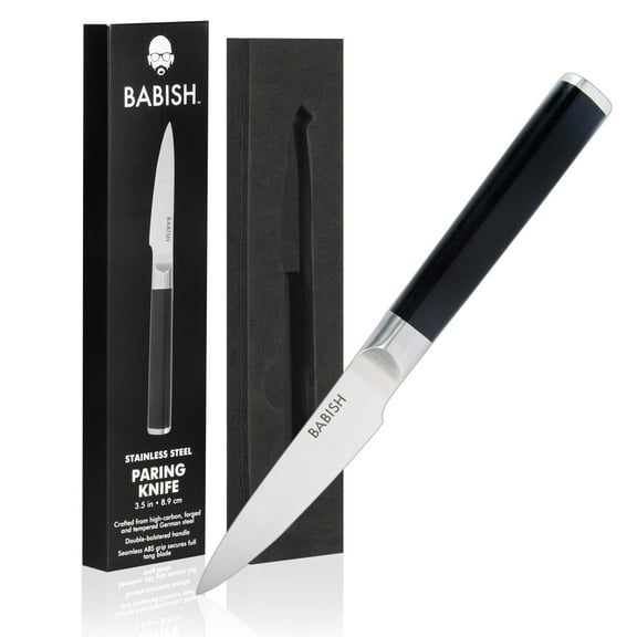 Babish 135443.01R 3.5 in. High-Carbon Stainless Steel Full Tang Paring Knife, Black