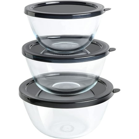Babish 6 Piece Borosilicate Glass Mixing Bowl Set w Lids
