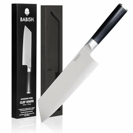 Babish 131295.01R 7.5 in. High-Carbon Stainless Steel Full Tang Clef Knife, Black