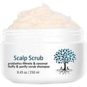 Scalp Scrub, Exfoliating Clarifying Shampoo for Product Buildup, Dry & Oily Scalp, Sea Salt, Coconut Oil & Probiotic Ferment, Sulfate-Free, 8.45 oz