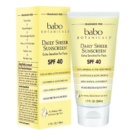 Babo Botanicals Daily Sheer Sunscreen SPF 40, 1.7 Fl Oz