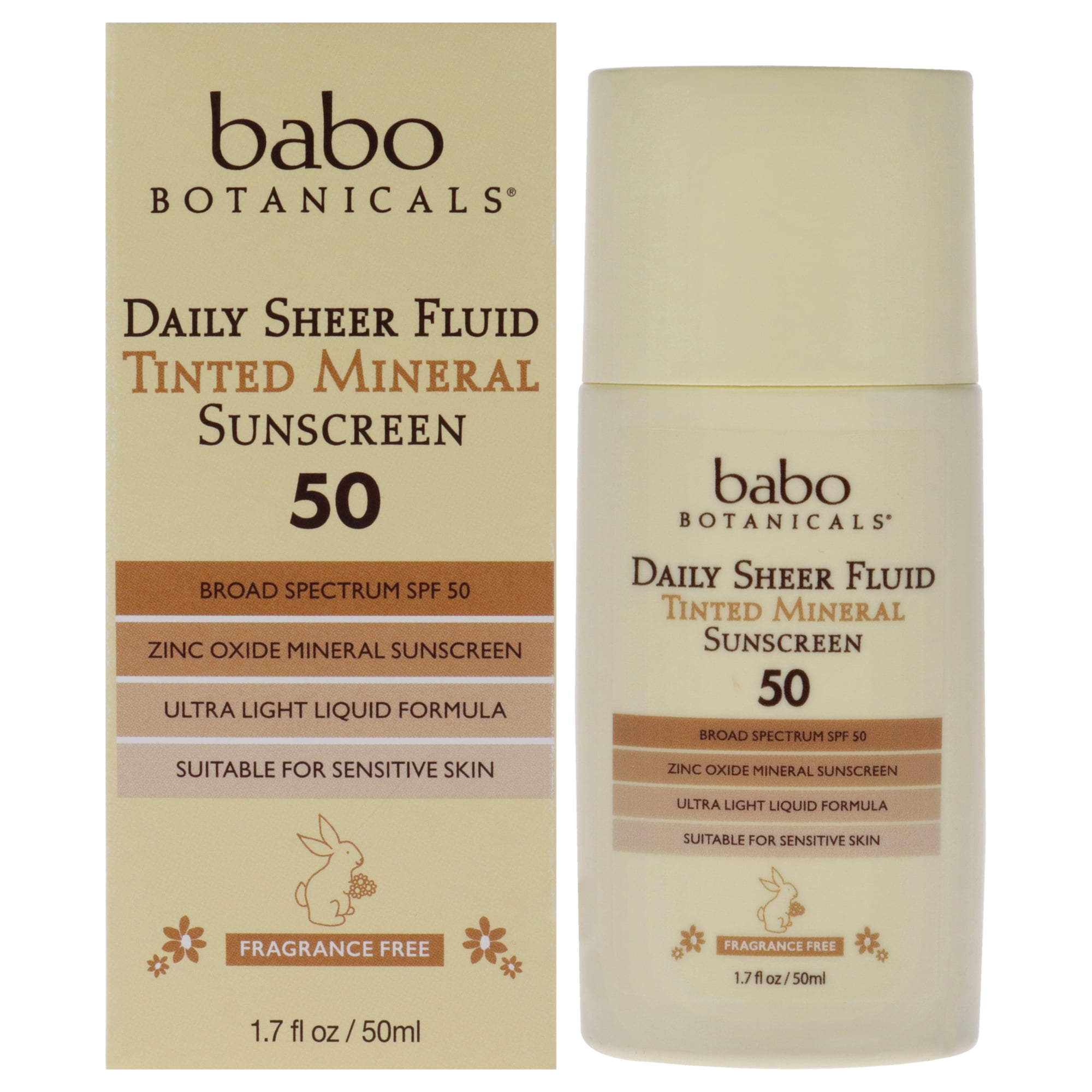 Babo Botanicals Daily Sheer Tinted Mineral Sunscreen Fluid SPF 50 , 1.7 oz Sunscreen