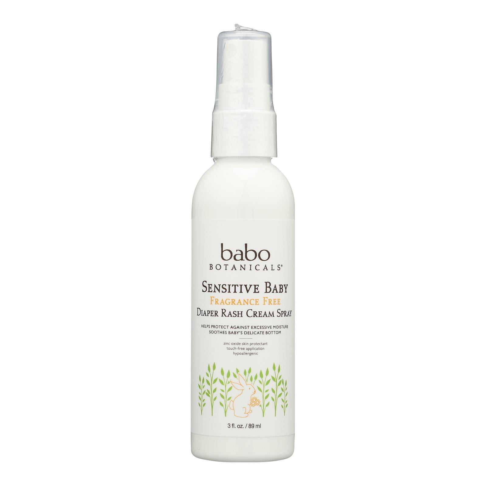 Babo Botanicals Sensitive Baby, Diaper Rash Cream Spray, Fragrance Free, 3 fl oz (89 ml)