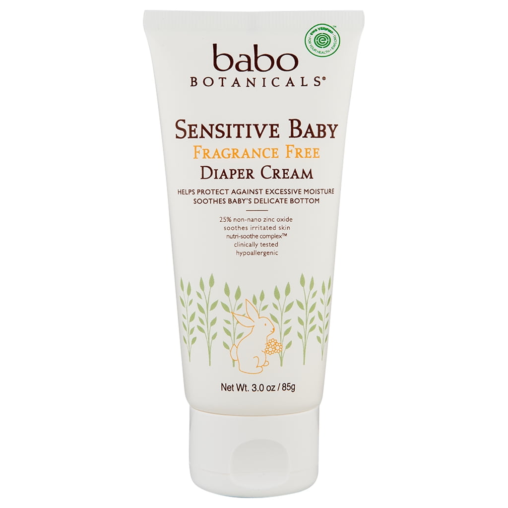 Babo Botanicals Sensitive Baby Zinc Diaper Cream Fragrance Free 3 oz