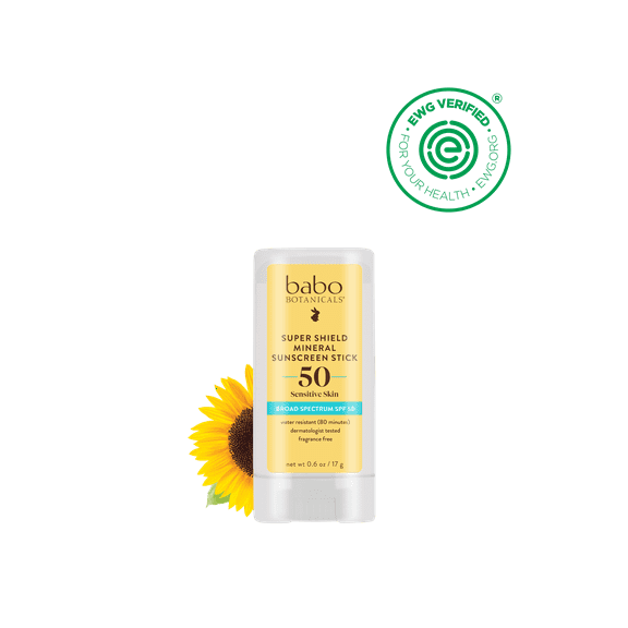 Babo Botanicals Super Shield Zinc Sport Stick Sunscreen SPF 50, 0.6 oz