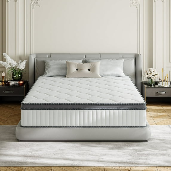 Babo Care King Mattress, 12 inch King Hybrid Mattress in a Box, Cooling Sleep Support, Gel Memory Foam with Individually Wrapped Pocket Coils, Anti Pilling Fabric, Medium Firm, Pressure Relief