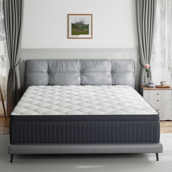 Babo Care 12 Inch Queen Mattress, Euro Top Hybrid Mattress, Medium Feel, Pocket Coils, Motion Isolation, 100-Night Trial