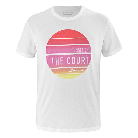 Babolat Men's Exercise Message Tee - White/Paradise Pink (Small)