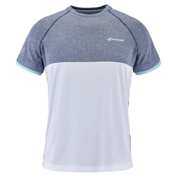 Babolat Men's Play Crew Neck Tee - White/Blue Heather (Small)
