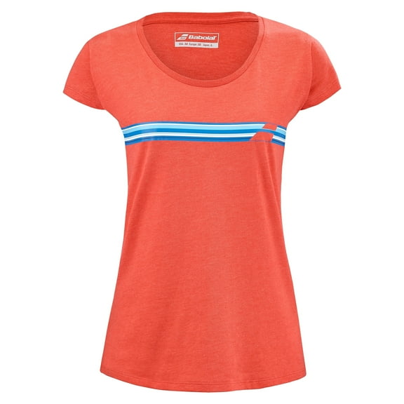 Babolat Women's Exercise Stripes Tee - Poppy Red Heather (Medium)